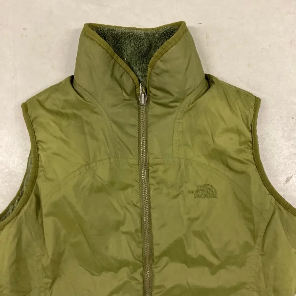 Reversible fur the north face puffer vest jacket
